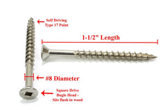 305 Stainless Steel Deck Screws, Square Drive w/ Type 17 Point-Bolt Dropper-G-Rack US