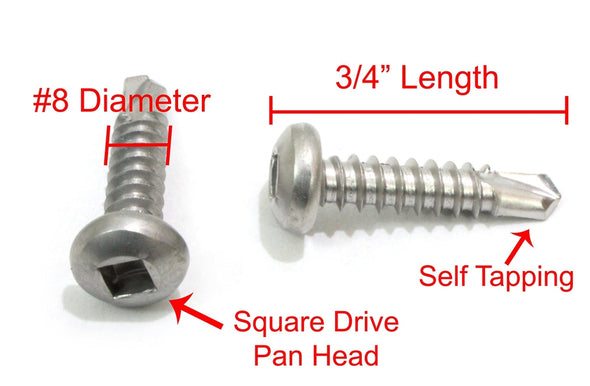 410 Stainless Steel Square Drive Pan Head Self Drilling Screws-Bolt Dropper-G-Rack US