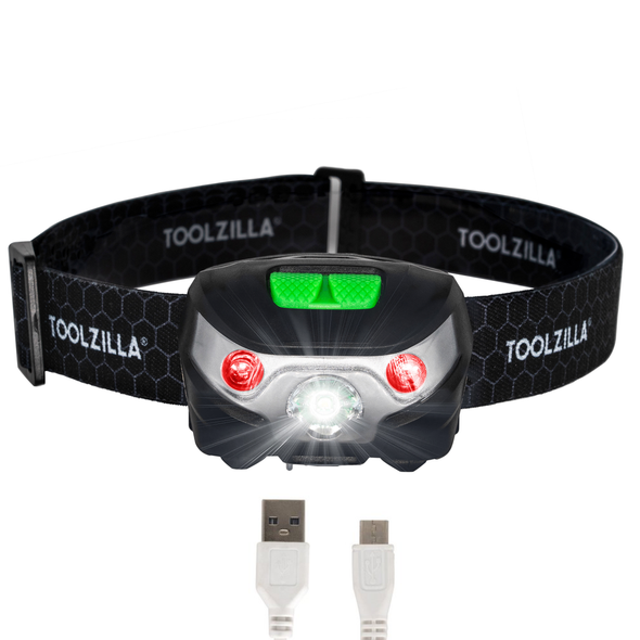 USB Rechargeable LED Head Torch-TOOLZILLA-G-Rack US